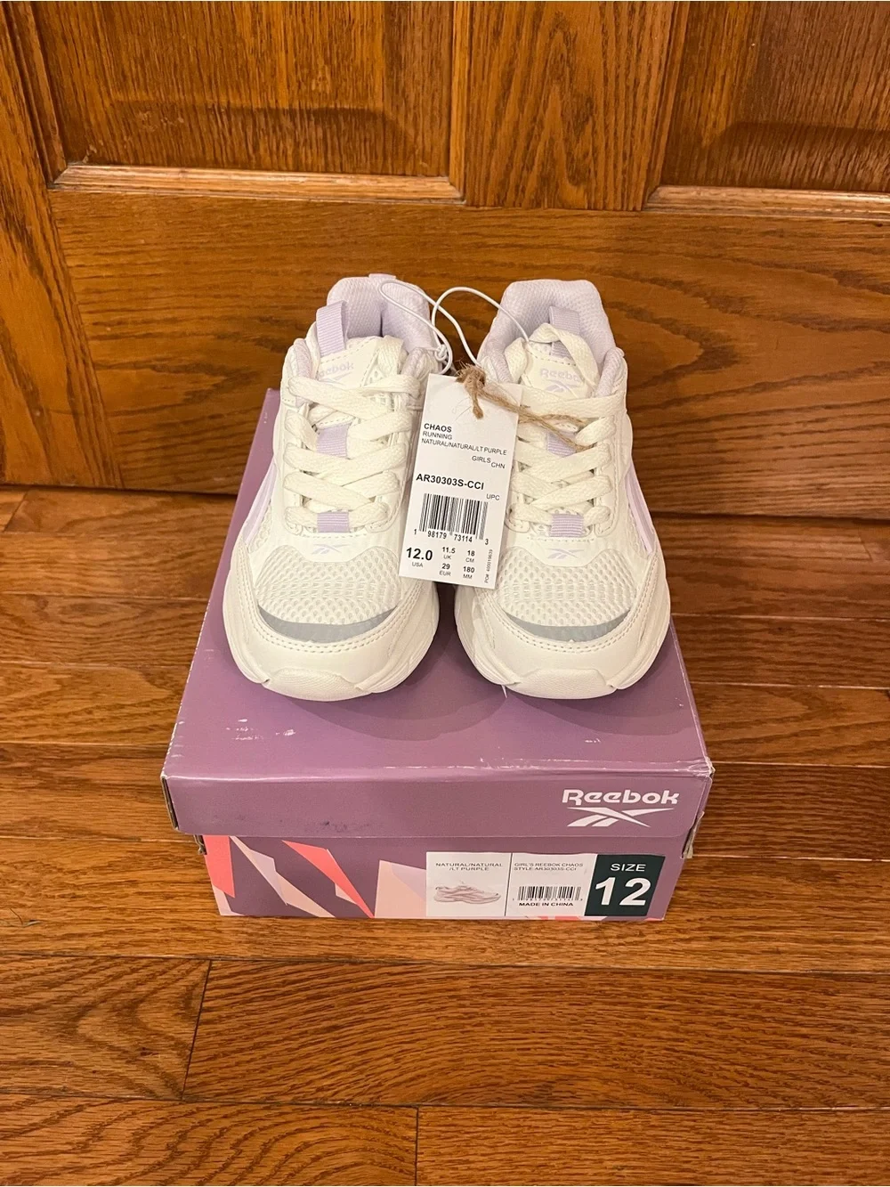 NWT Reebok Girls Chaos Running Shoes - Toddler / Little Kids Size 12